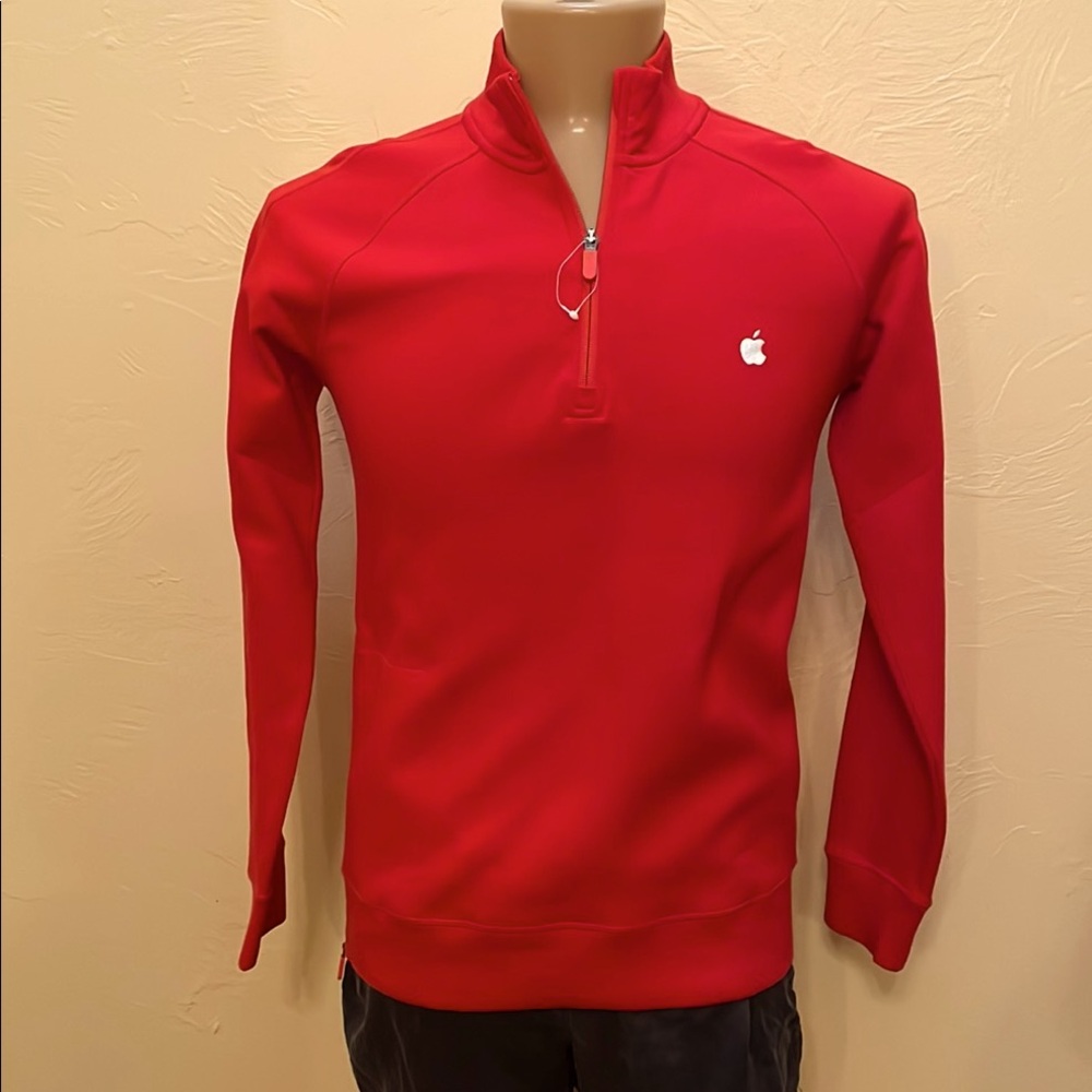 Red Men's Quarter Zip Sweatshirt w/ 'apple: Logo   M - P5